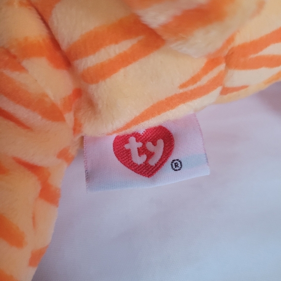 Vintage 1996 Ty Pillow Pals Purr The Tiger Orange Plush Stuffed Animal 14" - Picture 6 of 8
